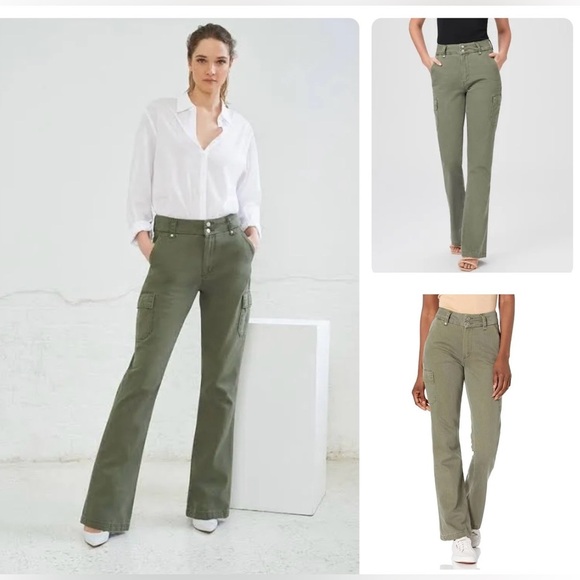 NWOT Paige Dion Cargo Pants Vintage Ivy Green Bootcut 24 - Picture 1 of 12